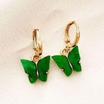 Urban Outfitters Green Butterfly Huggie Earrings Photo 0