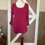 Corvia Dark Pink Top. Open Long Sleeves with Gold Rings. P2P 20.5 Photo 4