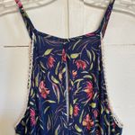 French Grey Halter‎ Crochet‑trim Blue Pink floral Maxi Dress L Photo 5