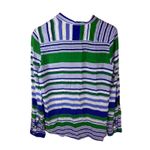 Gap ‎ Medium Striped Long Sleeve Shirt Button Up Top Green Blue White Preppy Photo 5
