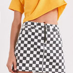 BDG Checkered Black and White Denim Mini Skirt Photo 0