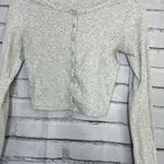 Gray Button Down Long sleeve Fitted Shirt Cropped SZ XS Lightweight Petite Y2K Photo 3