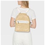 Wild Fable  Target 10.5" Mini Dome Woven Tweed and Faux Leather Backpack neutral Photo 1