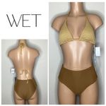 Anthropologie New. WET L.A. brown stripe bikini. Small. Retails $186 Photo 1