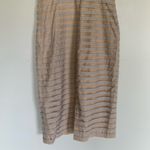 Betsey Johnson  | Vintage Cotton Tan Gingham Stripe Midi Dress Tie Shoulders 6 Photo 5