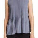 Adrianna Papell Slate Blue Pleated Blouse size S Photo 0