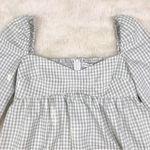 Gianni Bini  Sage Green Gingham Mini Milkmaid Dress Long Sleeve Peasant Size 10‎ Photo 5