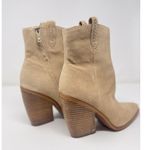 Sam Edelman  Boots Beige Leather Agnes Stacked Heel Ankle Bootie Western US 10 M Photo 5