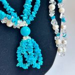 Vintage Y2K Turquoise Pearl And Quartz Sautoir Necklace Blue Photo 2