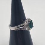 Renaissance Jewelry Lab Created Emerald & White Sapphire Sterling Silver Ring Green Photo 2