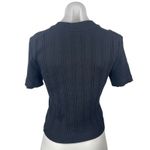 ZARA Women's Black Rib Knit High Neck Short Sleeve Crop Tee Sweater Top Size L Photo 2