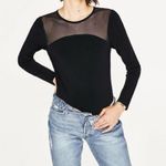 ZARA NWOT Black Mesh Panel Bodysuit Size M Photo 1