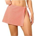 Shade & Shore NWT Target  Red Gingham Side Tie Swim Cover Up Skirt - Size S Photo 0