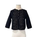 Anthropologie ANTHRO Elevenses Black Sequin Trim Wool Cardigan Jacket $178 EUC S Photo 1