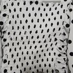 White and Black Polka Dot Puff Sleeve Cropped Smocked Corset Like Women's Blouse Size XS Photo 6