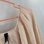 Bobi Blouse Large Smocked Bare Light Peach NWT Long Sleeve 100% Cotton Stretch Photo 7