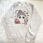 Cute Halloween Ghost Sweatshirt Size XLarge Gray Photo 0