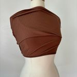 Old Navy Solid Brown Textured Sleeveless Crop Top Photo 2