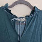 Loft  Top Blouse Size M High Neck Keyhole Ruffle Sleeveless Mixed Media Keyhole Photo 4