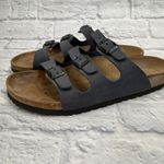 Birkenstock Florida Triple Strap Sandals Size 40 (L9 M7) Navy Blue Leather Photo 2