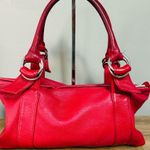 EXPRESS  Design Studio Red Pebble Leather Satchel Hobo Purse Bag, Double Handles Photo 0