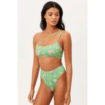 frankie's bikinis Frankie’s Bikinis Green Floral Oliver One Shoulder Bikini Top Meadow M NWT Photo 6