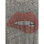 Lauren Moshi  Capri Crystal Biting Lip Gray Distressed T-Shirt Size Small Grunge Photo 4