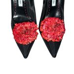 Manolo Blahnik Sohemias 105 Polka Dot Mesh Pumps Black With Flower Appliqué Photo 4