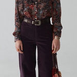 MAISON HOTEL Viva Pant Wide Leg In Deep Purple NWT Size Large Velvet Photo 0