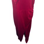 Merokeety ONE SHOULDER SLEEVELESS VELVET SLIT MAXI DRESS Holiday Red Formal XL Photo 3