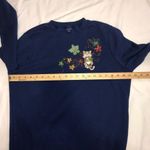 Granny Sweatshirt Size M Cat Embroidered Blue Floral Sparkle Long Sleeve Cottage Size M Photo 5