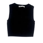 ZARA  Casual Ribbed Sleeveless Knit Crop Top Crew Neck 90s y2k S Black #3137 Photo 2