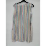 Talbots Rainbow Striped Linen Sleeveless Dress Size 16 Petite Coastal Pom Pom Photo 4