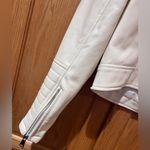 ZARA  Vegan Faux Leather Motorcycle Moto Zippered Jacket in Winter‎ White Size XL Photo 14
