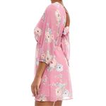 As You Wish AS U WISH Junior’s Mauve Pink Floral 3/4 Sleeve Tie Back Surplice Mini Dress Photo 2