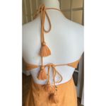 Free People Orange Halter Mini Dress Open Back Tassel Tie Small Viscose Cotton Photo 7