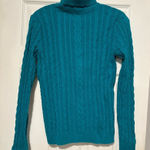 Lands' End  Women's Blue Green Cotton Turtleneck Sweater Size XS Photo 0