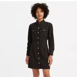 Levi's NWT Ellie Denim Dress Womens Small Black Long Sleeve Button Photo 3