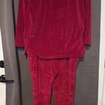 Ellen Ashley Velvet Loungewear Set, Women's Small Red Loungewear, Comfy Outfit Photo 0