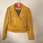 ZARA  Mustard Faux Suede Moto Biker Jacket Belted Zip | Women’s M Photo 2