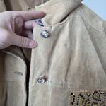 VICTOR COSTA SUEDE LEATHER Lined Embellished Tan JACKET Size XL Western Cowgirl Photo 3