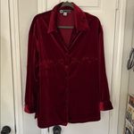 Vintage Y2K velvet beaded button down shirt Red Size XL Photo 1