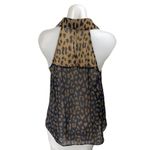 Rachel Roy Tan Black Animal Leopard Print Sleeveless Button Up Shirt Tank Top S Photo 2