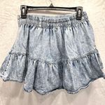 American Eagle AEO Outfitters Acid Wash Denim Ruffle Mini Skirt Girly Y2K Medium Photo 0