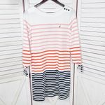 Nautica Striped Tie Sleeve Shirt Shift Dress White Coral Small Photo 8