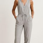 Charming Charlie  Gray Sleeveless Jumpsuit Size S Drawstring Waist Casual Chic Photo 0