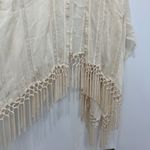 Muche Et Muchette Ivory Lace Shawl Poncho Boho One Size Fringe Beach Coverup Tan Photo 5