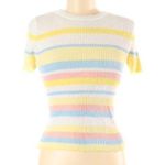 Elodie  pastel striped ribbed fitted sweater Photo 0