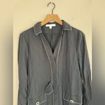 Jonathan Simkhai Black Long Sleeve Faux Belted Shirt Dress w/ White Trim Small Photo 3