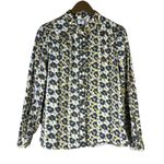 CAbi  Shacket Womens S White Yellow Cheetah Print Puff Sleeve Mandarin Artsy Photo 1